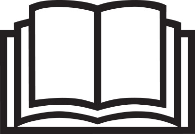 Black and white open book icon