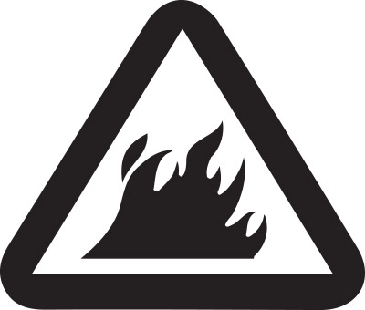 Black and white Fire Warning icon