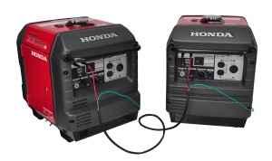 2 Honda EU3000is connected with a Honda Parallel cable