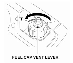 Honda Generator fuel cap vent lever
