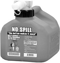 Small No-Spill gas can in black and white