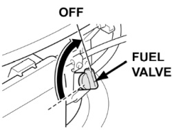 Fuel Shutoff valve illustration indicating the OFF position